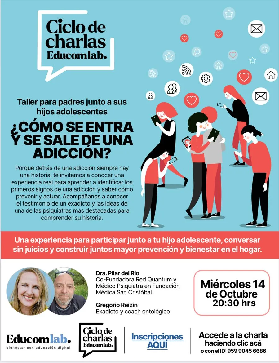 Afiche de la charla ¿Cómo se entra y se sale de una adicción?