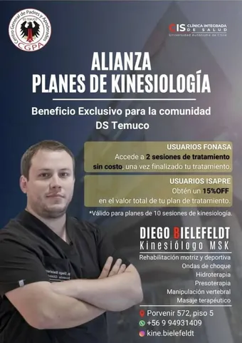 Afiche del convenio Diego Bielefeldt MSK · Kinesiología