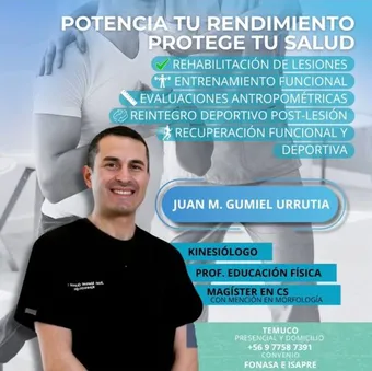 Afiche del convenio Juan M. Gumiel Urrutia · Kinesiología