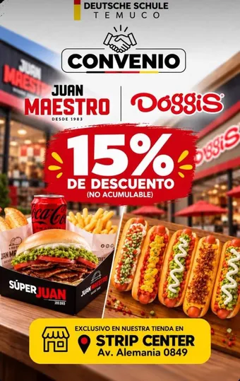 Afiche del convenio Juan Maestro + Doggis