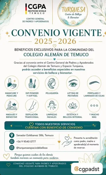 Afiche del convenio Turquesa · Centro de Belleza & Bienestar